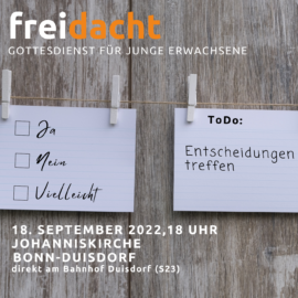 freidacht – Gottesdienst für junge Erwachsene